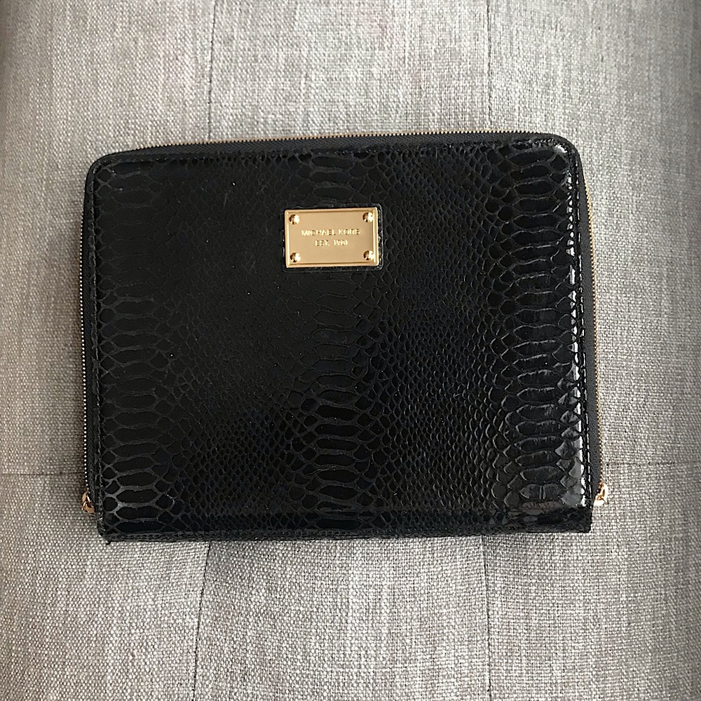 Michael Kors black iPad tablet case cover / folio alligator print